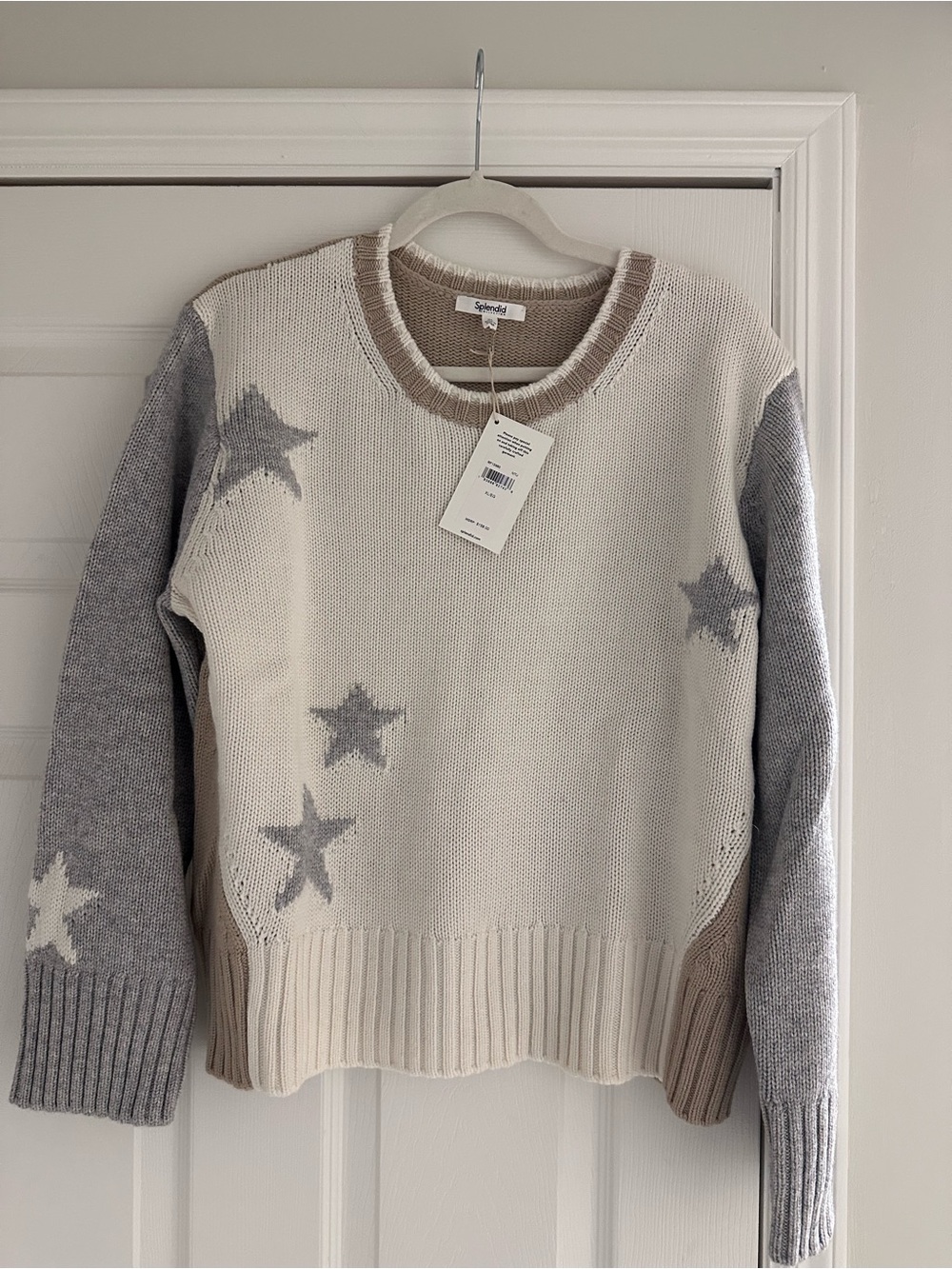 NWT Splendid Cream & Gray Star Knit Sweater